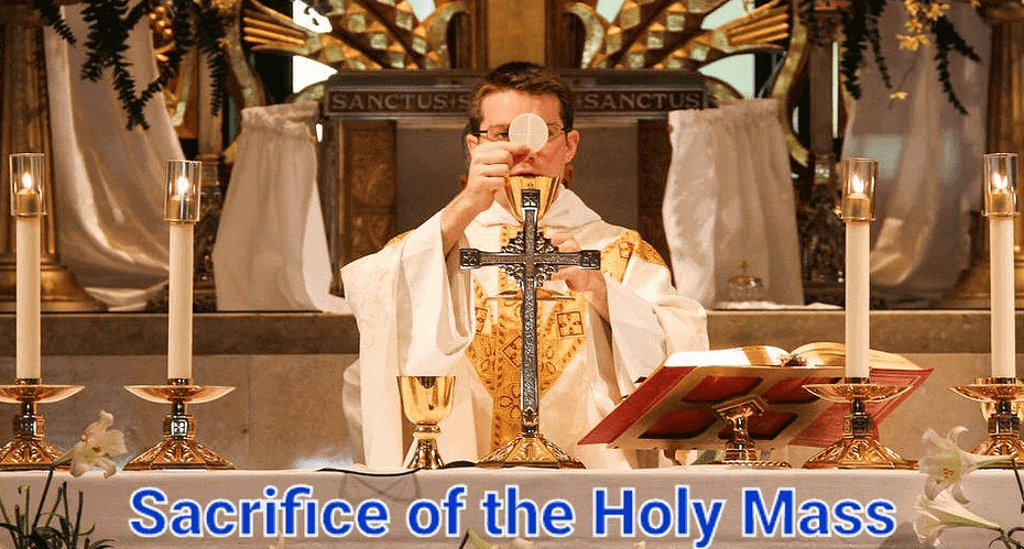 The Body and Blood of Christ. A Priest celebrating Mass