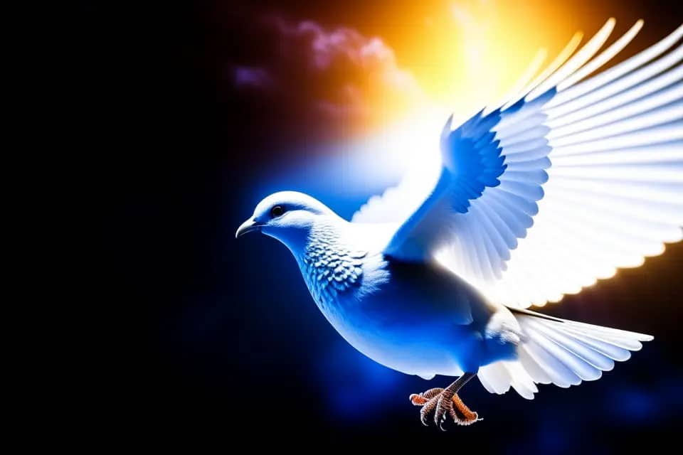 Coexistence of good and evil. a white and blue dove The Love of God